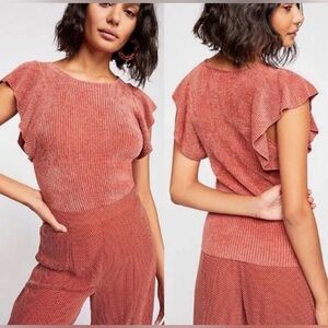 Free People- Nikita Ruffle Sleeved Top: Rosie - Like New - Size: Small